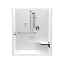 Aquatic AC003535-X2LBSR-WH - 16034BFSBTTR 60 x 34 AcrylX Alcove Center Drain One-Piece Shower in White