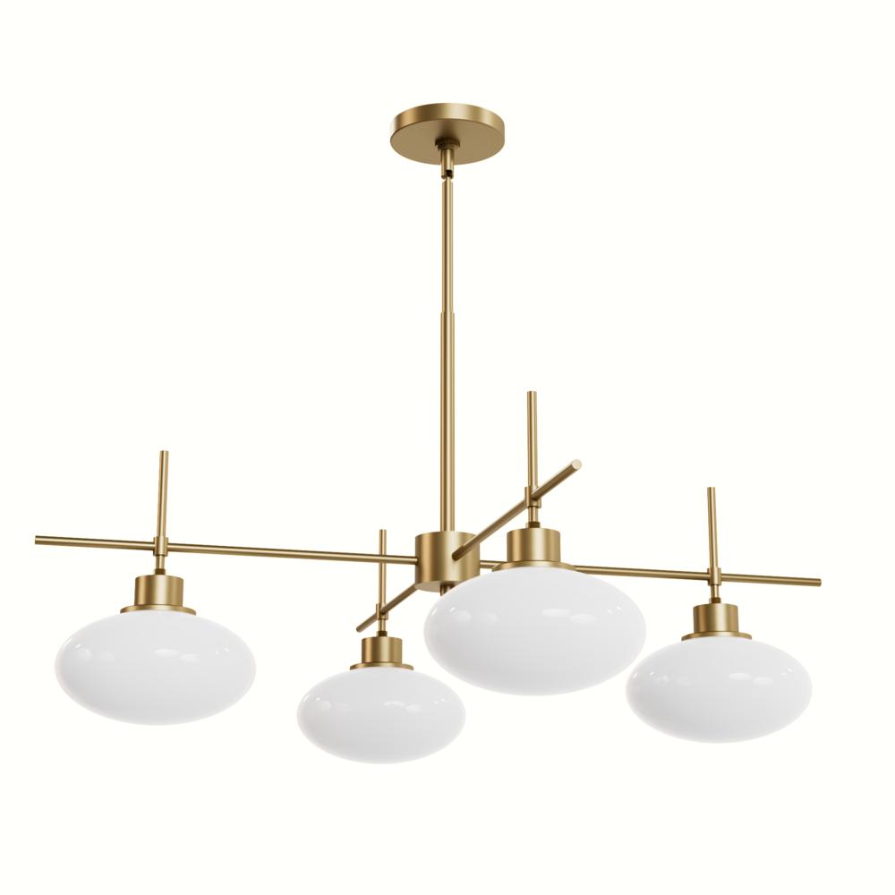 Hunter Getty Luxe Gold with Cased White Glass 4 Light Chandelier Ceiling Light Fixture