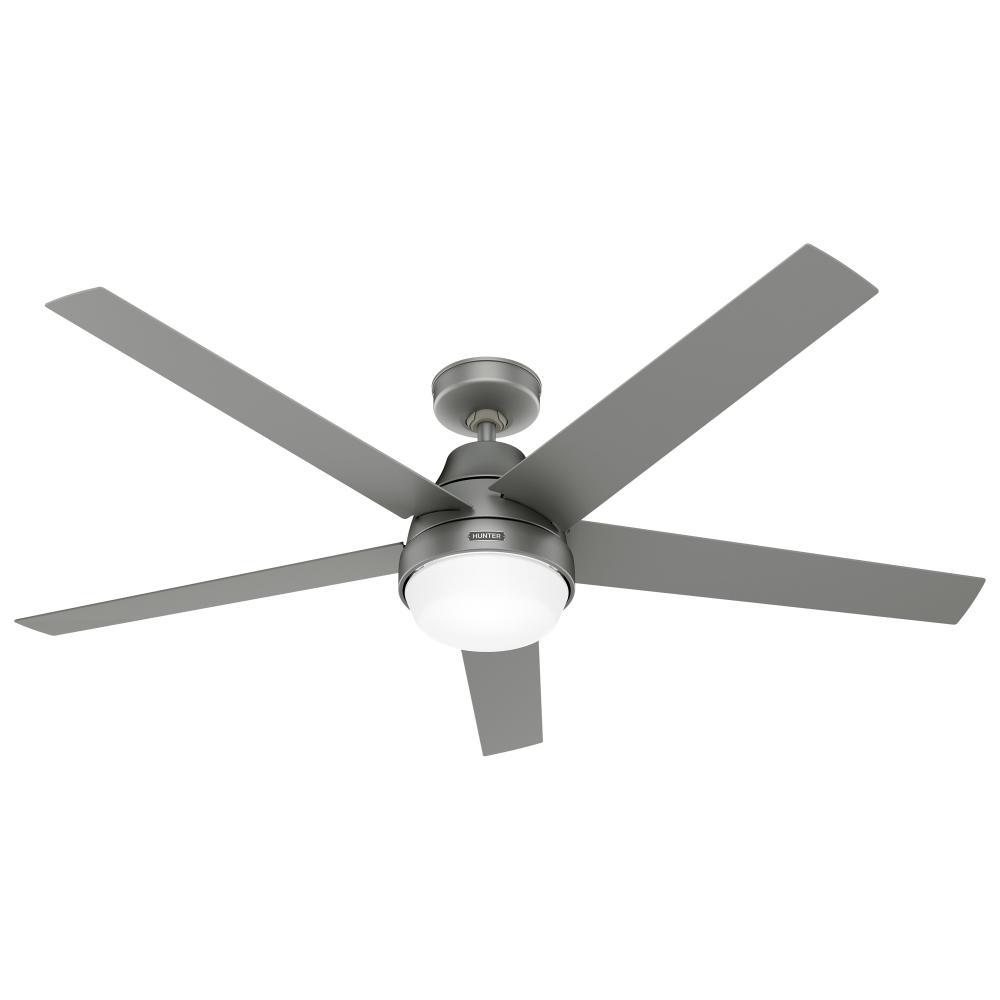 Hunter 60&#34; Aerodyne Wi-Fi ENERGY STAR® Matte Silver Ceiling Fan w/ LED Light Kit and Handheld Re