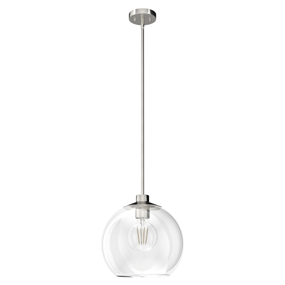 Hunter Xidane Brushed Nickel with Clear Glass 1 Light Pendant Ceiling Light Fixture