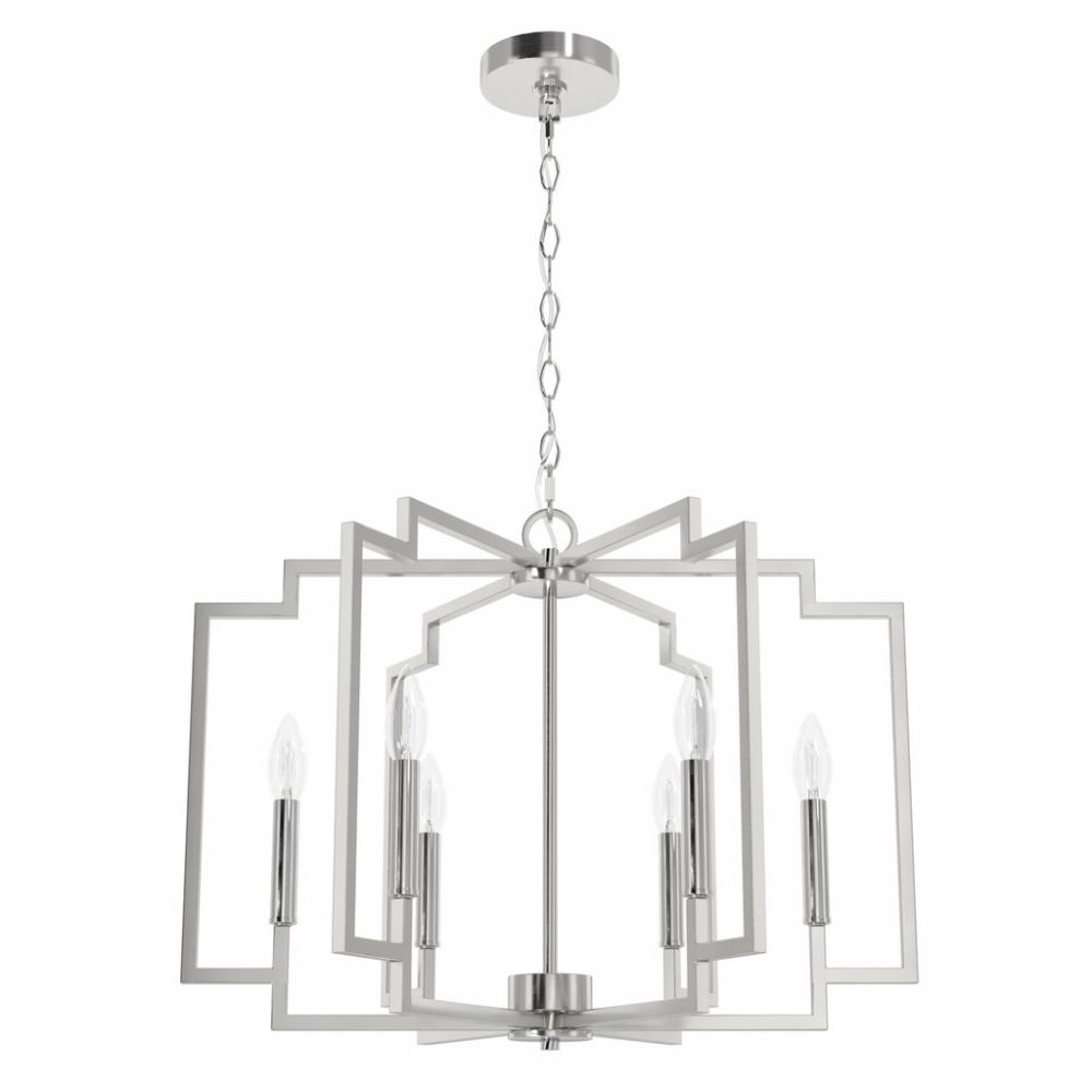 Hunter Zoanne Brushed Nickel 6 Light Medium Chandelier Ceiling Light Fixture