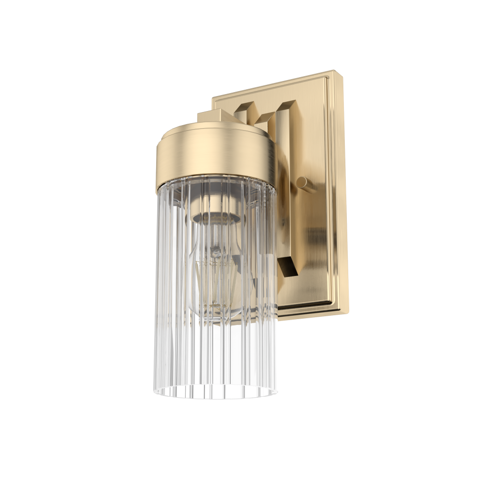 Hunter Gatz Alturas Gold with Clear Glass 1 Light Sconce Wall Light Fixture