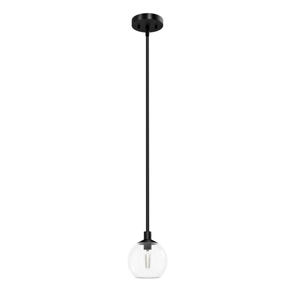 Hunter Xidane Matte Black with Clear Glass 1 Light Pendant Ceiling Light Fixture