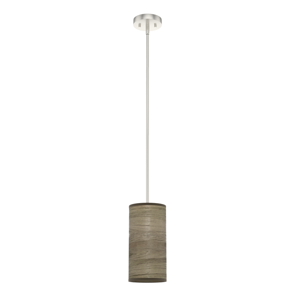 Hunter Solhaven Warm Grey Oak and Brushed Nickel 1 Light Pendant Ceiling Light Fixture