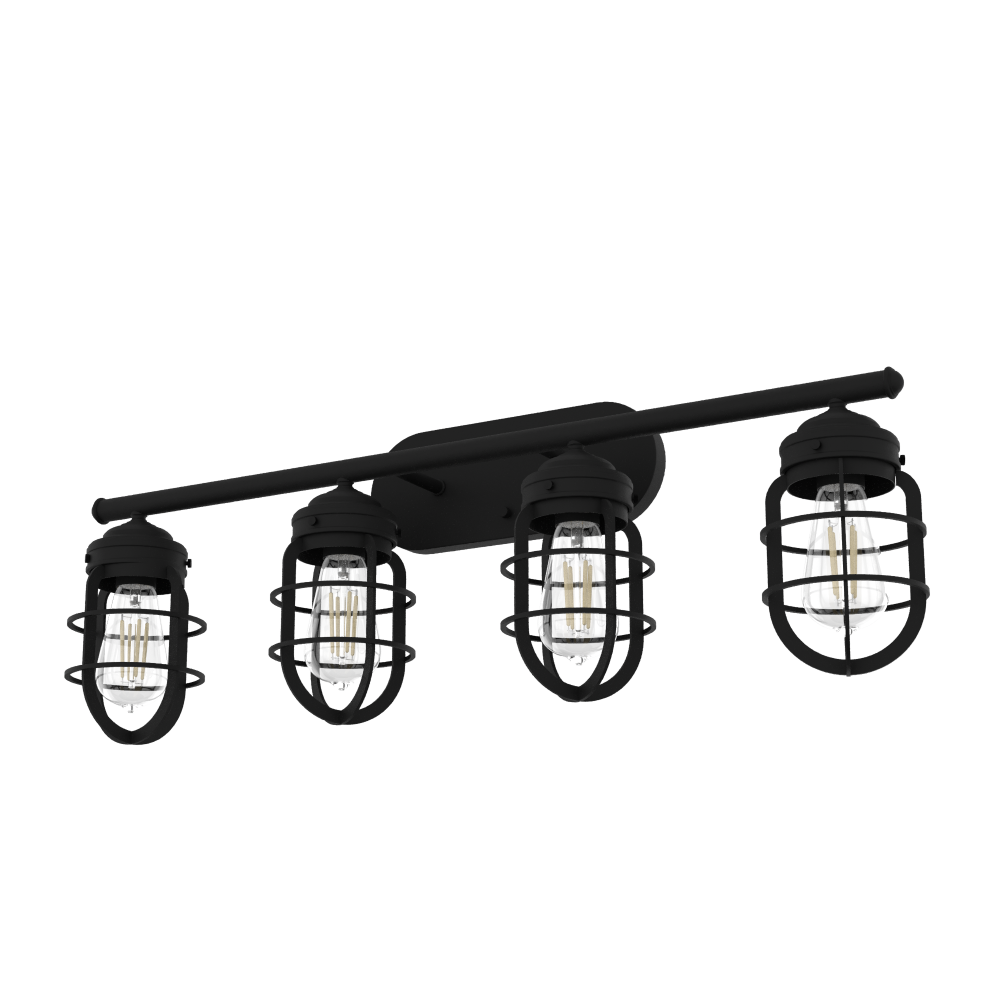 Hunter Starklake Natural Black Iron 4 Light Bathroom Vanity Wall Light Fixture