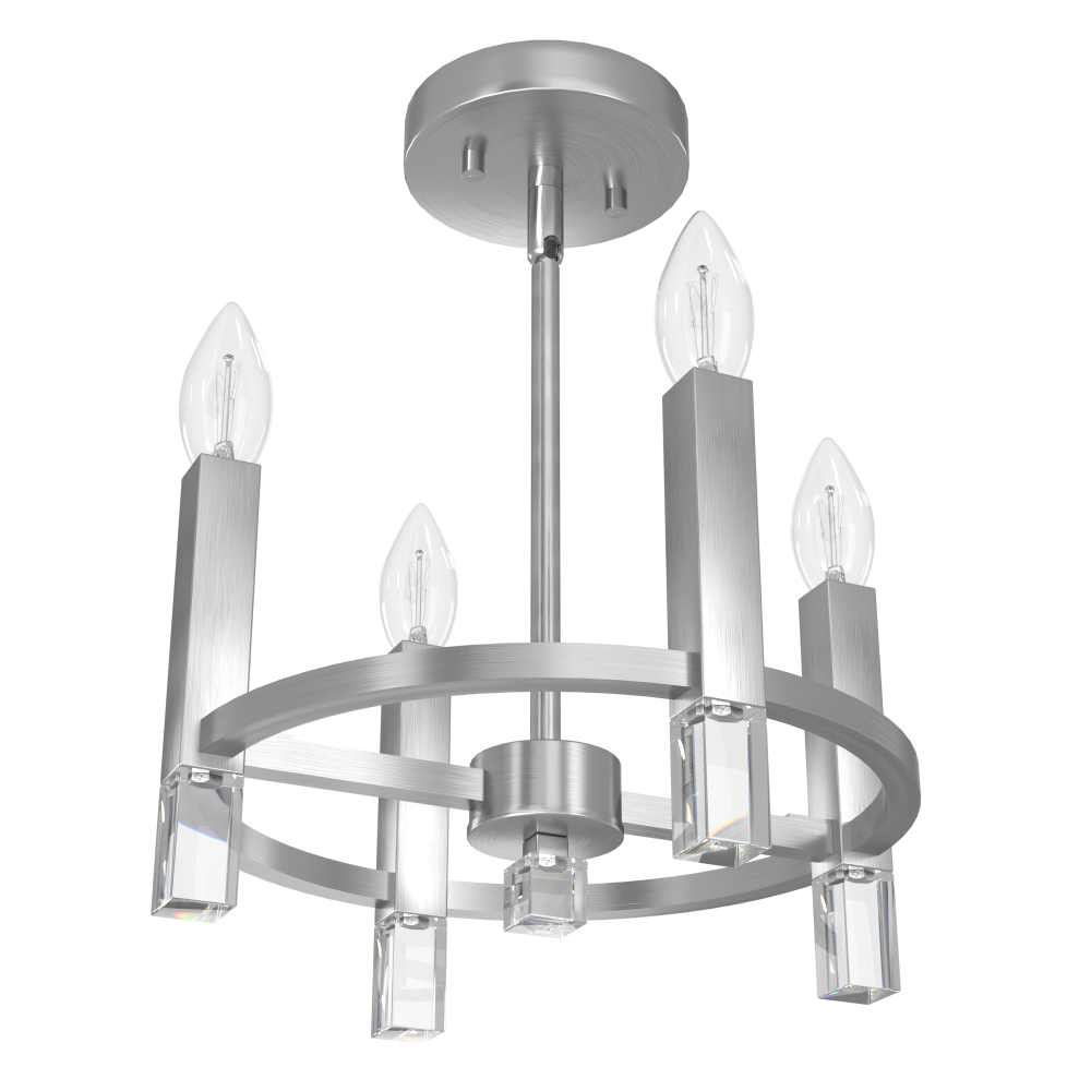 Hunter Sunjai Brushed Nickel 4 Light Medium Flush Mount Ceiling Light Fixture