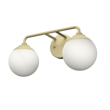 Hunter 19167 - Hunter Hepburn Modern Brass with Cased White Glass 2 Light Bathroom Vanity Wall Light Fixture