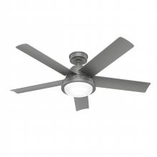 Hunter 52416 - Hunter 52 inch Seawall Matte Silver WeatherMax Indoor / Outdoor Ceiling Fan with LED Light Kit