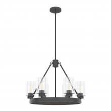 Hunter 19162 - Hunter Hartland Noble Bronze with Seeded Glass 6 Light Chandelier Ceiling Light Fixture