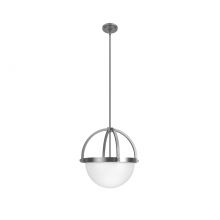 Hunter 19235 - Hunter Wedgefield Brushed Nickel with Frosted Cased White Glass 3 Light Pendant Ceiling Light