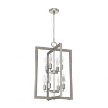 Hunter 19857 - Hunter Woodburn Brushed Nickel 8 Light Pendant Ceiling Light Fixture