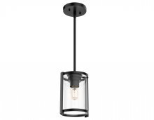 Hunter 19005 - Hunter Astwood Matte Black with Clear Glass 1 Light Pendant Ceiling Light Fixture