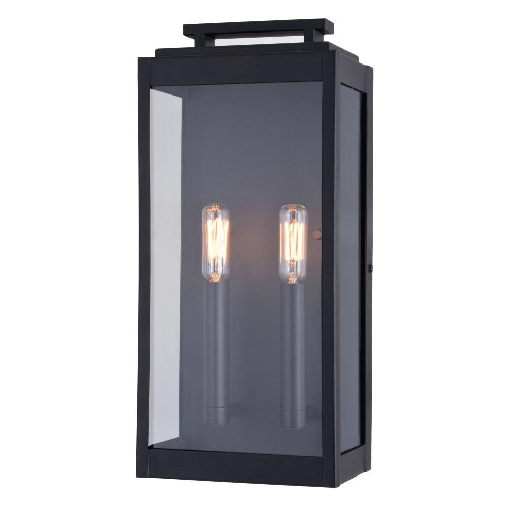 Hampton 7-in. 2 Light Outdoor Wall Light Textured Black