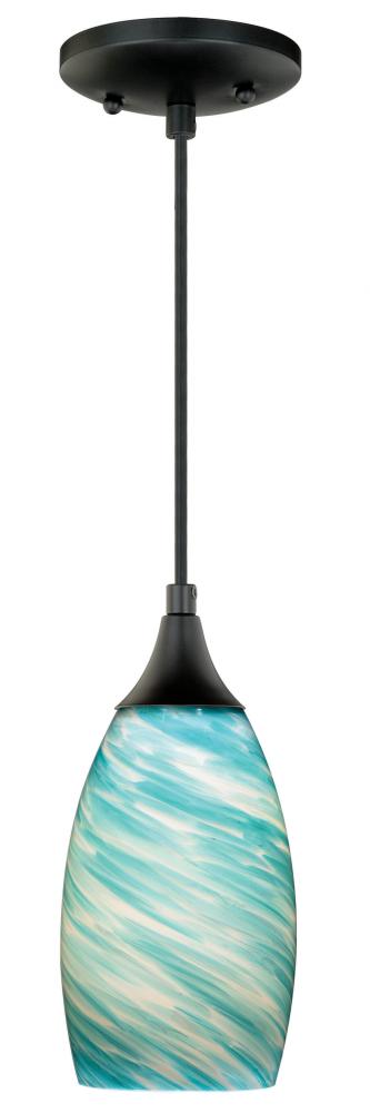 Milano 4.75-in Mini Pendant Celeste Wave Glass Oil Rubbed Bronze