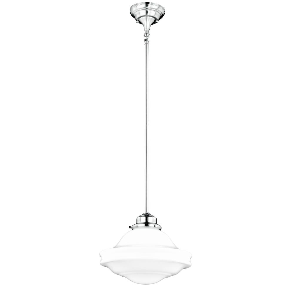 Huntley 12-in Pendant Milk Glass Satin Nickel