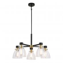 Vaxcel International H0307 - Elgin 27-in. 5 Light Chandelier Black and Gold