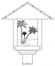 Arroyo Craftsman TRP-16PTOF-BZ - 16" timber ridge post mount with palm tree  filigree