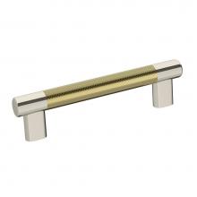 Amerock BP36558PNBBZ - Esquire 5-1/16 in (128 mm) Center-to-Center Polished Nickel/Golden Champagne Cabinet Pull