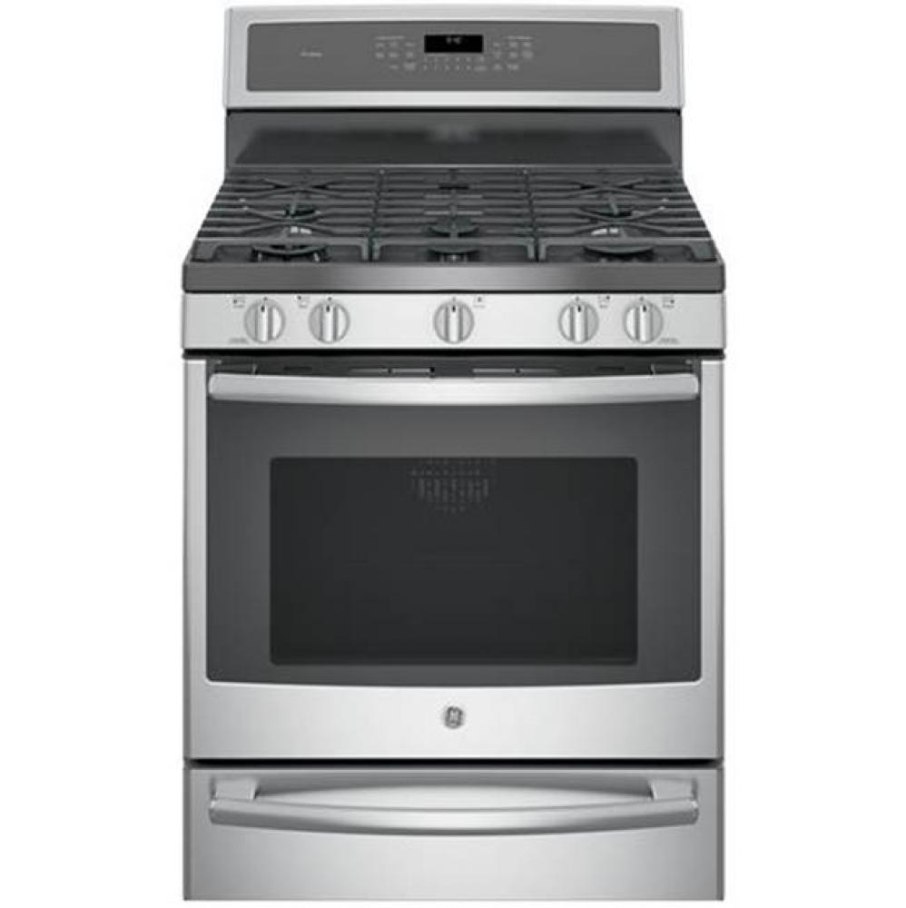 GE Profile 30&apos;&apos; Smart  Dual-Fuel Free-Standing Convection Range with Warming Drawer