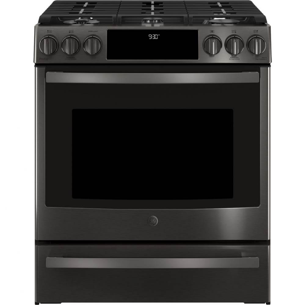 GE Profile 30&apos;&apos; Smart Slide-In Front-Control Gas Range