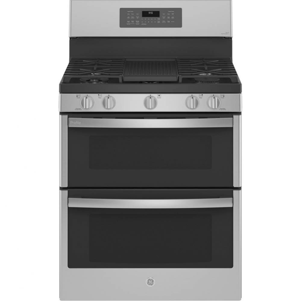 30&apos;&apos; Free-Standing Gas Double Oven Convection Fingerprint Resistant Range With No Prehea