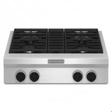 Kitchen Aid KGCU407VSS - 30-Inch 4 Burner Gas Rangetop, Commercial-Style