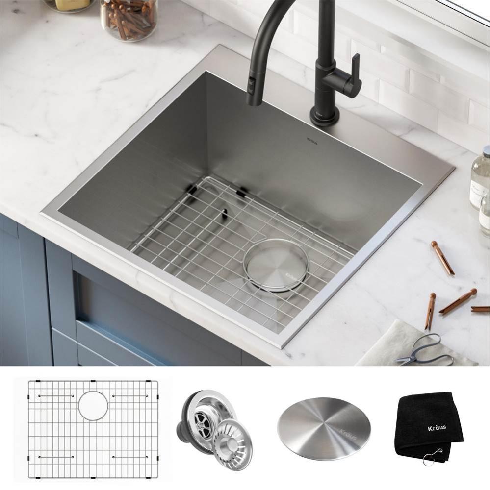 Standart PRO 22&apos;&apos; Drop-In Top Mount 16 Gauge Stainless Steel Single Bowl Deep Laundry Ut