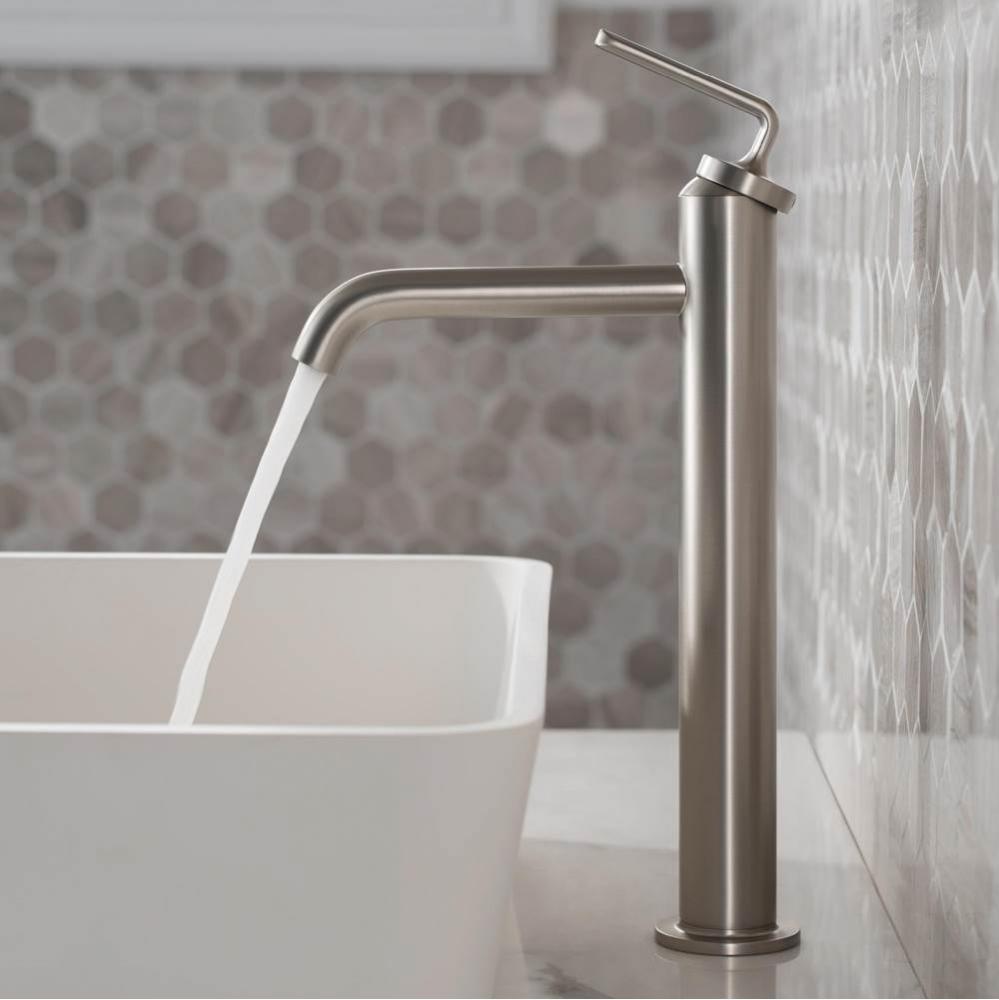 Ramus Single Handle Vessel Bathroom Sink Faucet with Pop-Up Drain in Spot Free Stainless Steel