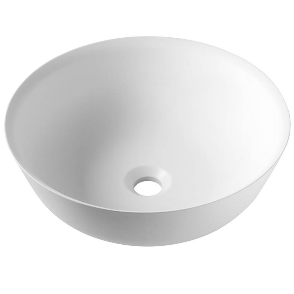 Natura Round Vessel Composite Bathroom Sink with Matte Finish and Nano Coating in White