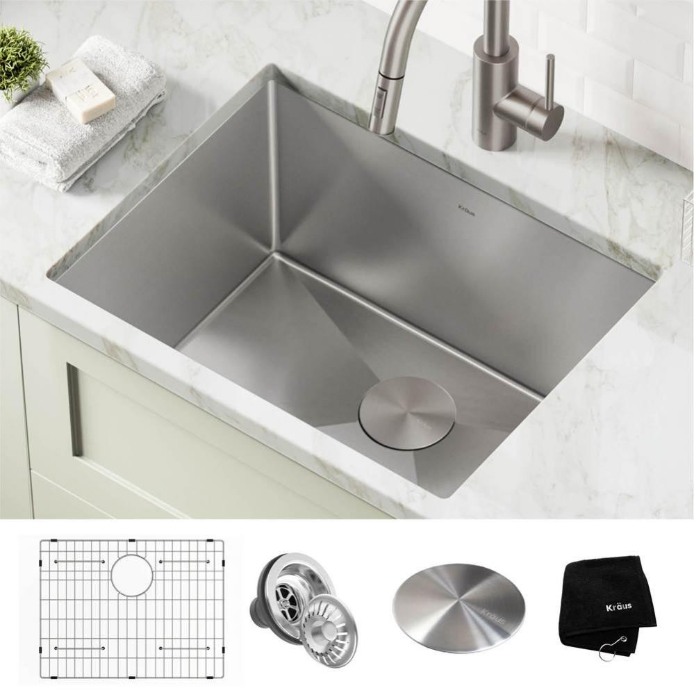 Standart PRO 24&apos;&apos; Undermount 16 Gauge Stainless Steel Single Bowl Laundry Utility Sink