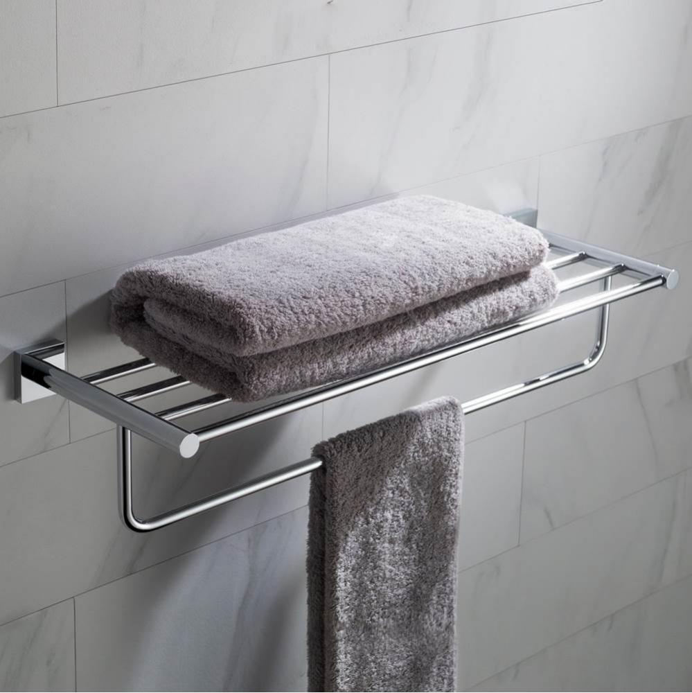 Ventus Bathroom Shelf with Towel Bar, Chrome Finish