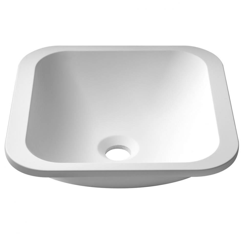 Natura Square Undermount Composite Bathroom Sink with Matte Finish and Nano Coating in White