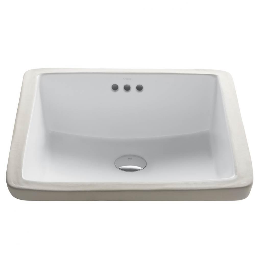 KRAUS Elavo 17-inch Square Undermount White Porcelain Ceramic Bathroom Sink with Overflow