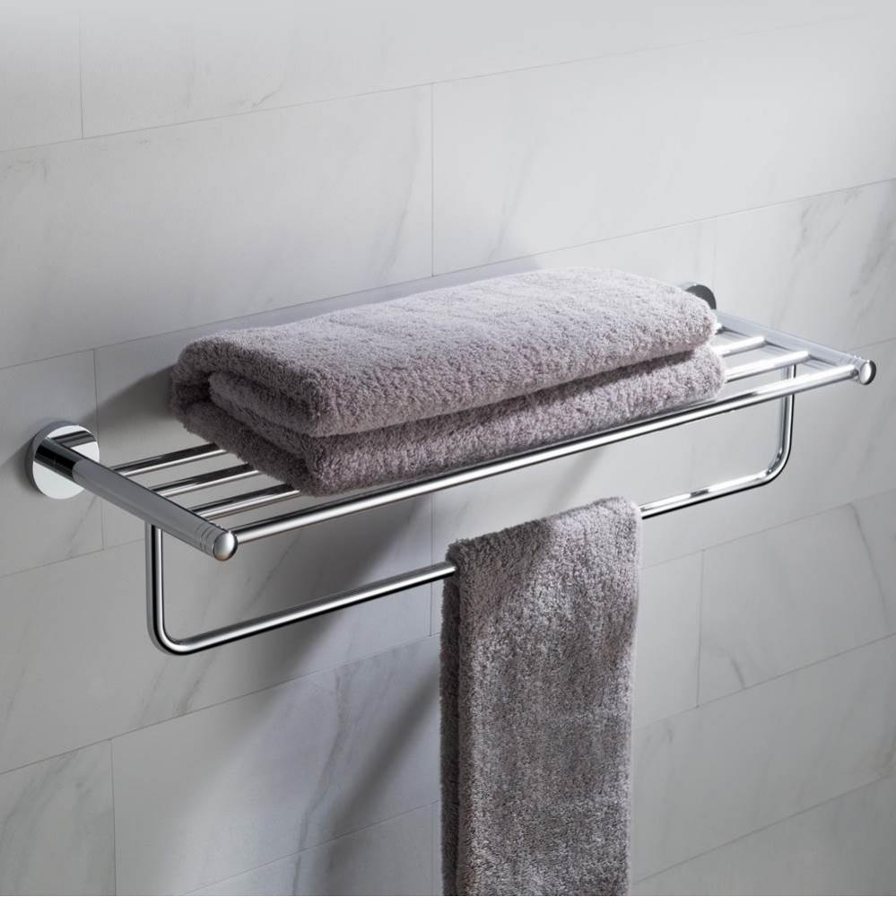 Elie Bathroom Shelf with Towel Bar, Chrome Finish