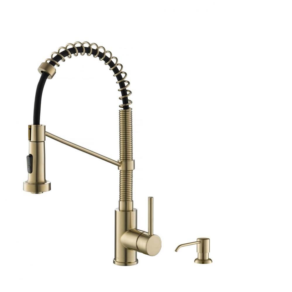 Bolden Single Handle 18-Inch Commercial Kitchen Faucet with Soap Dispenser in Spot Free Antique Ch