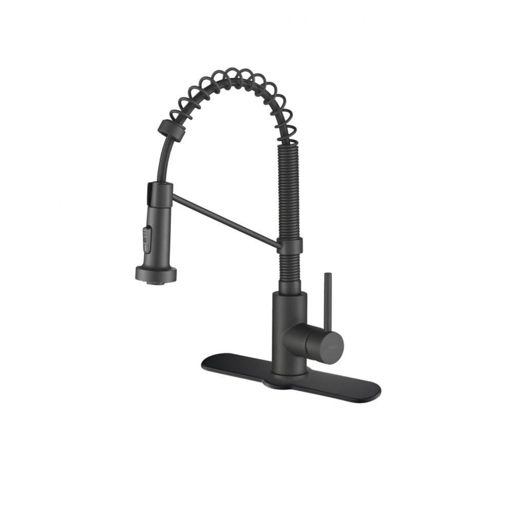 Bolden Single Handle 18-Inch Commercial Kitchen Faucet with Deck Plate in Matte Black Finish