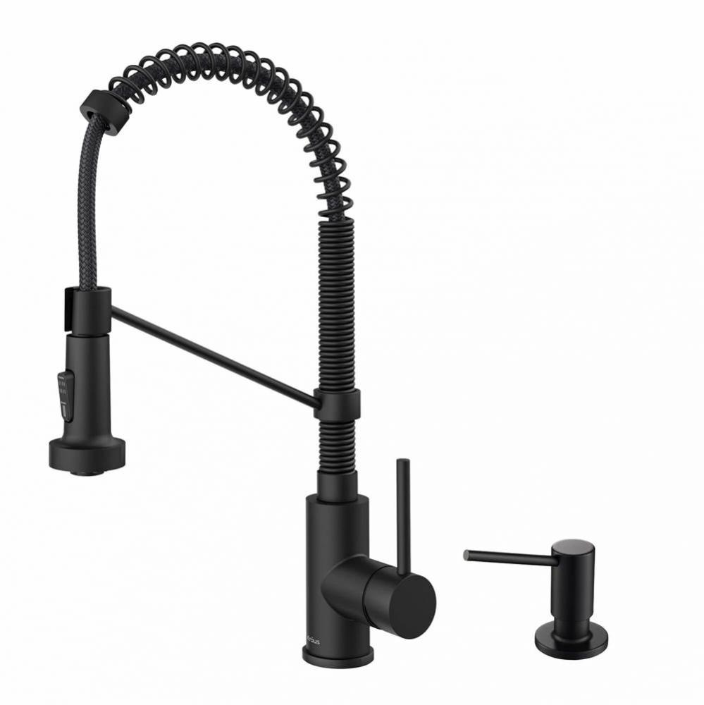 Bolden Single Handle 18-Inch Commercial Kitchen Faucet with Soap Dispenser in Matte Black Finish