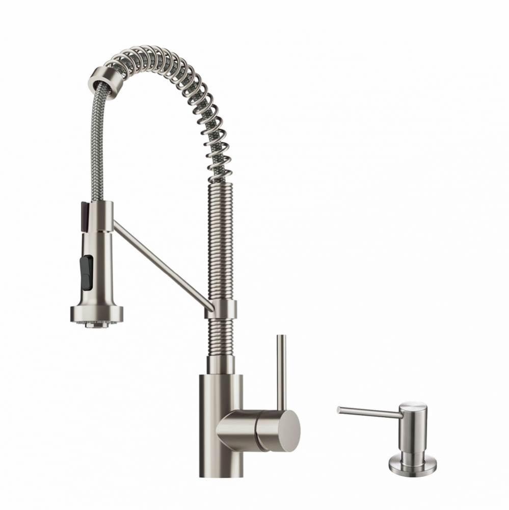 Spot Free Bolden 18-Inch Commercial Kitchen Faucet with Soap Dispenser in all-Brite Stainless Stee