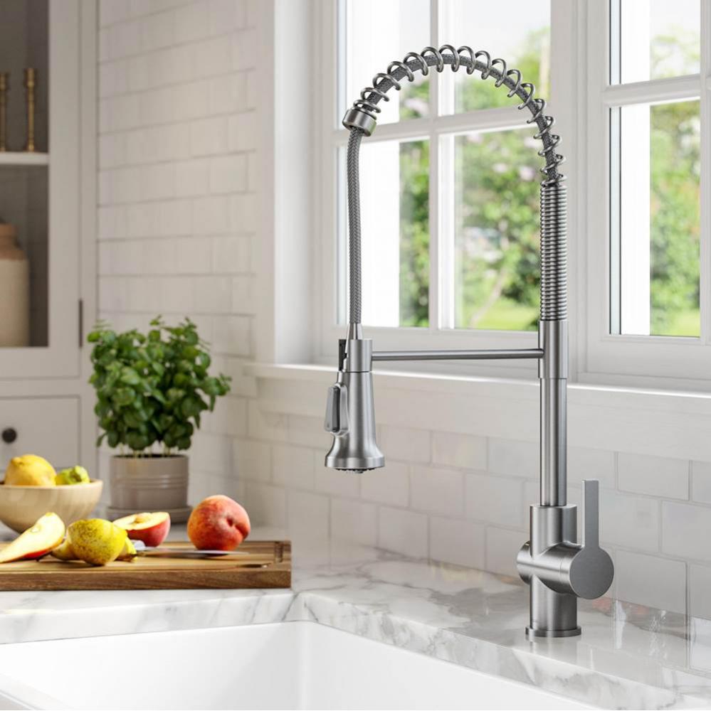 Britt™ Commercial Style Pull-Down Single Handle Kitchen Faucet in Spot Free Stainless Steel