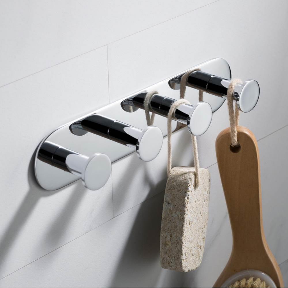 Elie Bathroom Robe and Towel Hook Rack with 4 Hooks, Chrome Finish