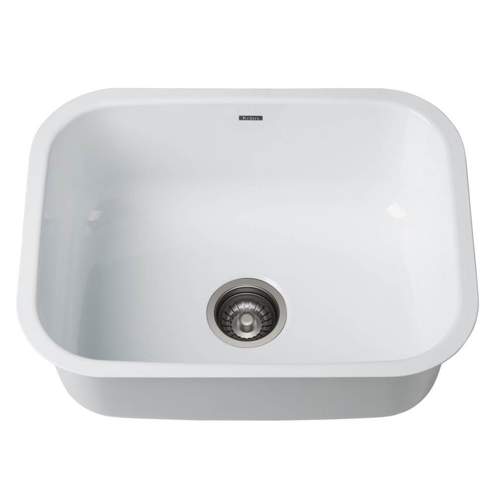 Pintura 23-inch 16 Gauge Undermount Single Bowl Enameled Stainless Steel Kitchen Sink in White