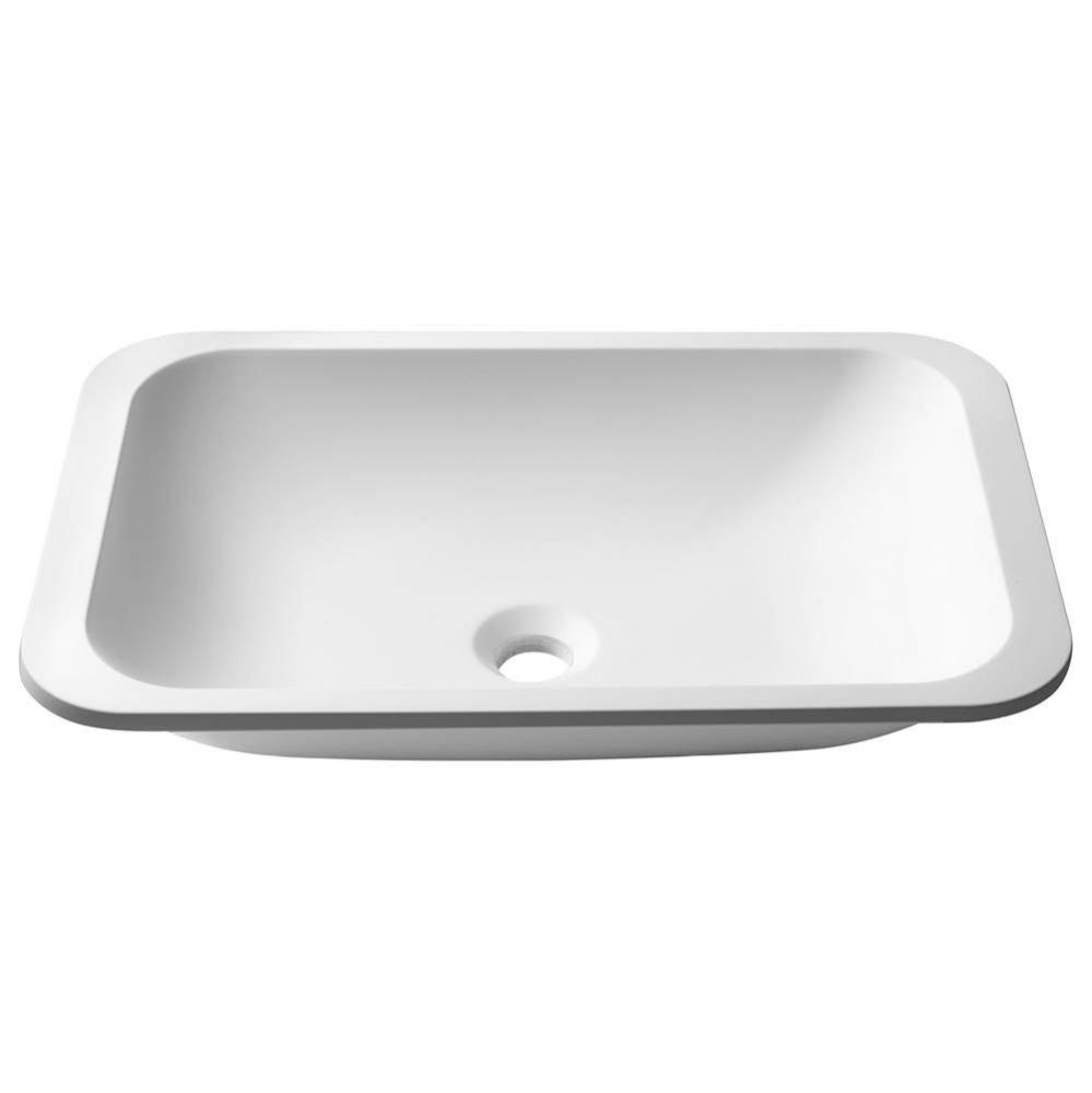 Natura Rectangle Undermount Composite Bathroom Sink with Matte Finish and Nano Coating in White