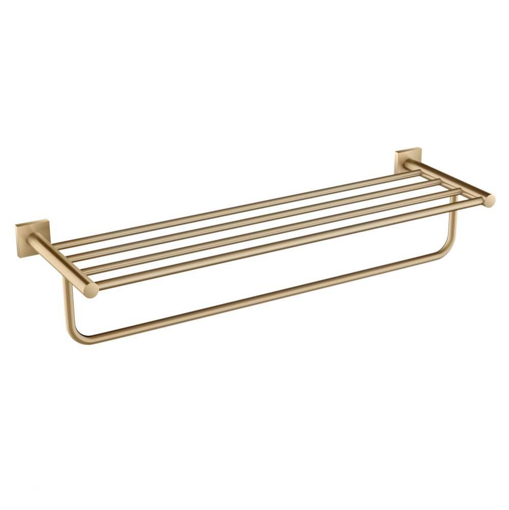 Ventus Bathroom Shelf With Towel Bar, Brushed Gold Finish