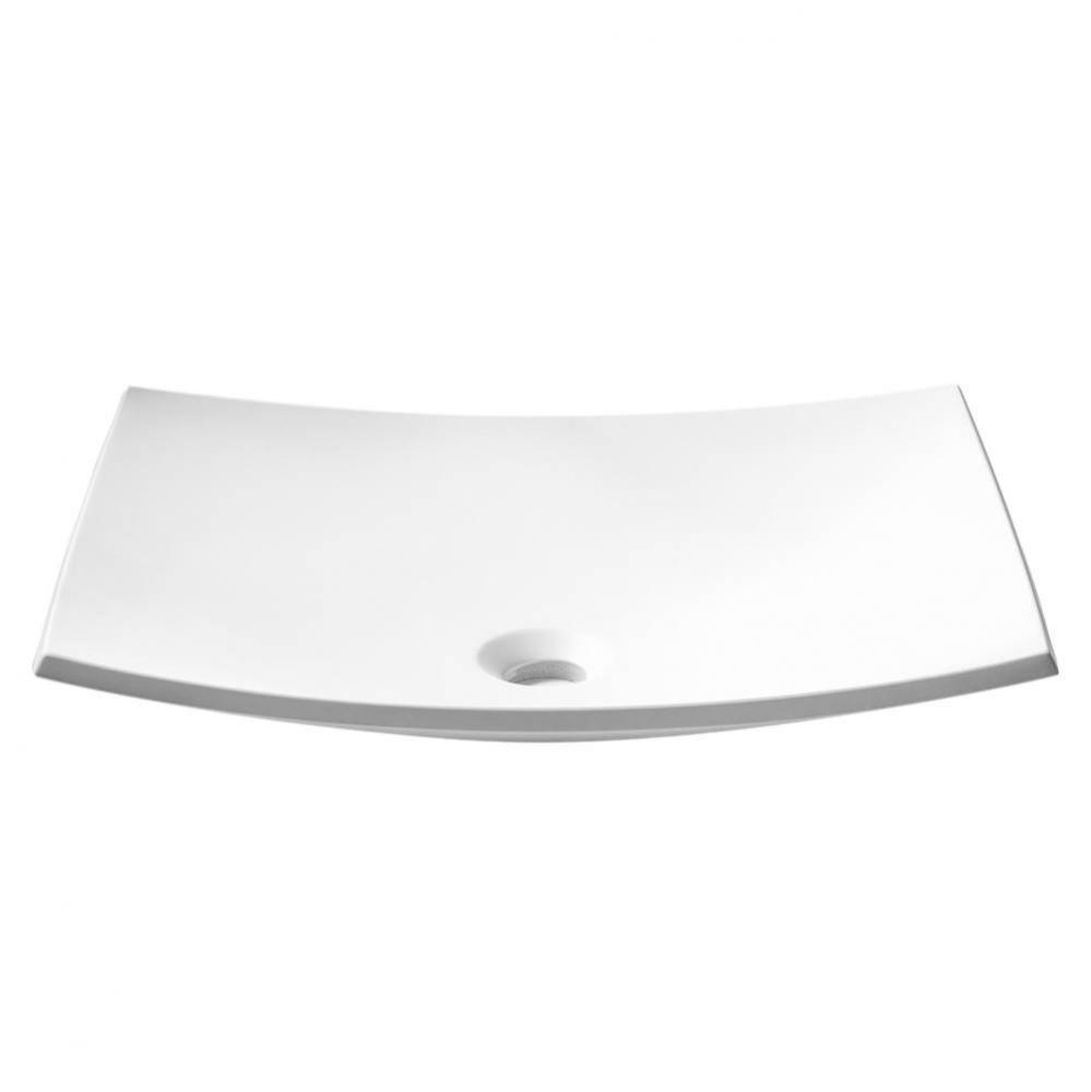 Natura Rectangle Vessel Composite Bathroom Sink with Matte Finish and Nano Coating in White