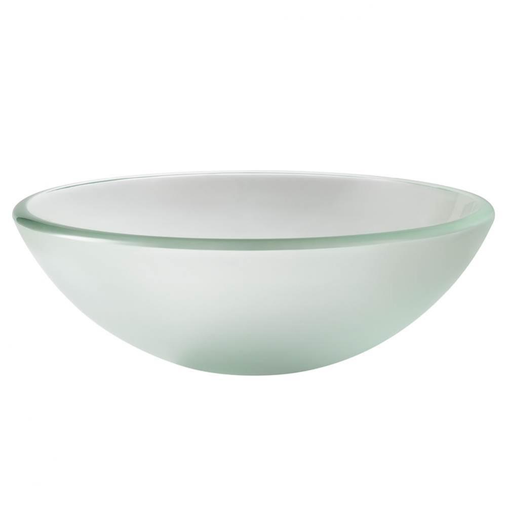 KRAUS Round Frosted Glass Vessel Bathroom Sink, 14 inch