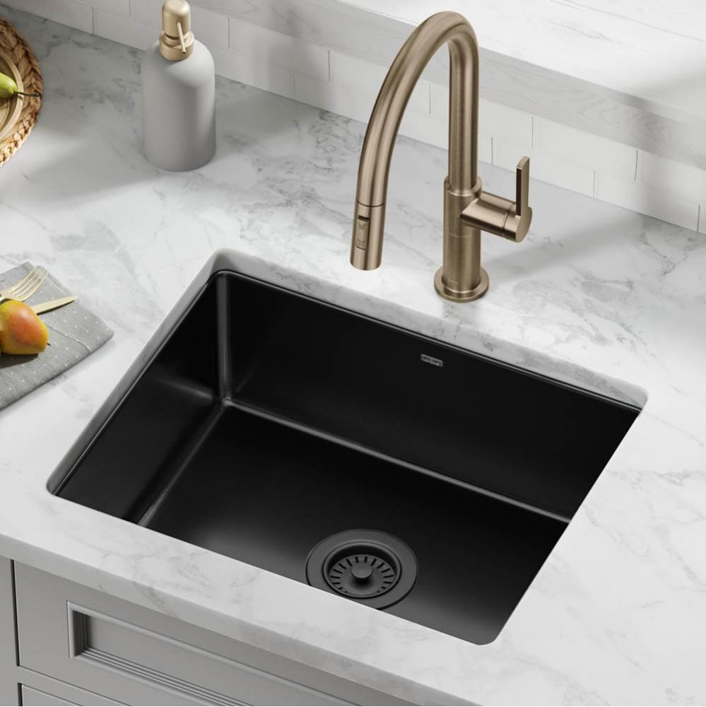 KRAUS Pintura 21&apos;&apos; Undermount Porcelain Enameled Steel Single Bowl Kitchen Sink in Black