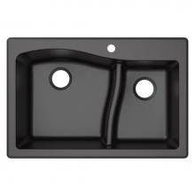 Kraus KGD-442BLACK - Quarza 33'' Dual Mount 60/40 Double Bowl Granite Kitchen Sink in Black