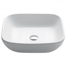 Kraus KCV-127 - KRAUS Elavo Square Vessel White Porcelain Ceramic Bathroom Sink, 18 inch