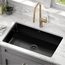 Kraus KE1US32GBL - KRAUS Pintura 32'' Undermount Porcelain Enameled Steel Single Bowl Kitchen Sink in Black