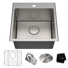 Kraus KHT301-18 - 18 x 18 inch Standart PRO Drop-In Top Mount 16 Gauge Single Bowl 1-Hole Stainless Steel Kitchen Si